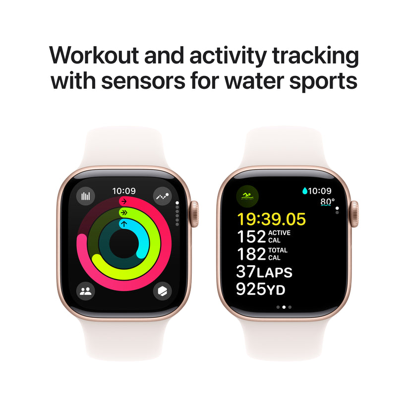 Apple Watch Series 10 GPS 42mm Rose Gold Aluminium Case with Light Blush Sport Band - M/L - iSTYLE BG