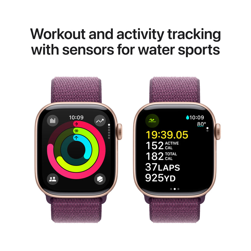 Apple Watch Series 10 GPS 42mm Rose Gold Aluminium Case with Plum Sport Loop - iSTYLE BG