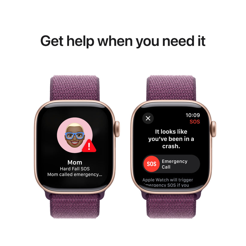 Apple Watch Series 10 GPS 42mm Rose Gold Aluminium Case with Plum Sport Loop - iSTYLE BG