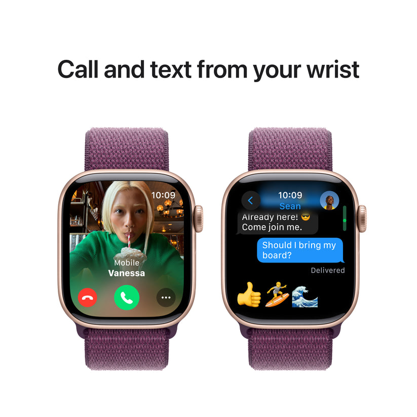Apple Watch Series 10 GPS 42mm Rose Gold Aluminium Case with Plum Sport Loop - iSTYLE BG