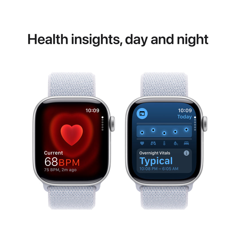 Apple Watch Series 10 GPS 42mm Silver Aluminium Case with Blue Cloud Sport Loop - iSTYLE BG