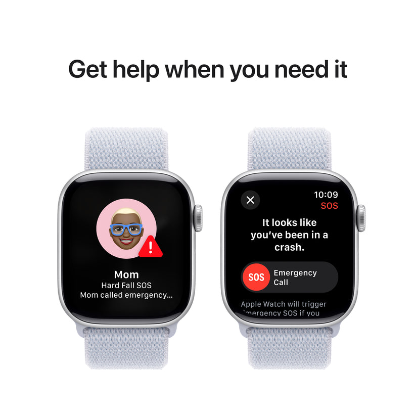 Apple Watch Series 10 GPS 42mm Silver Aluminium Case with Blue Cloud Sport Loop - iSTYLE BG
