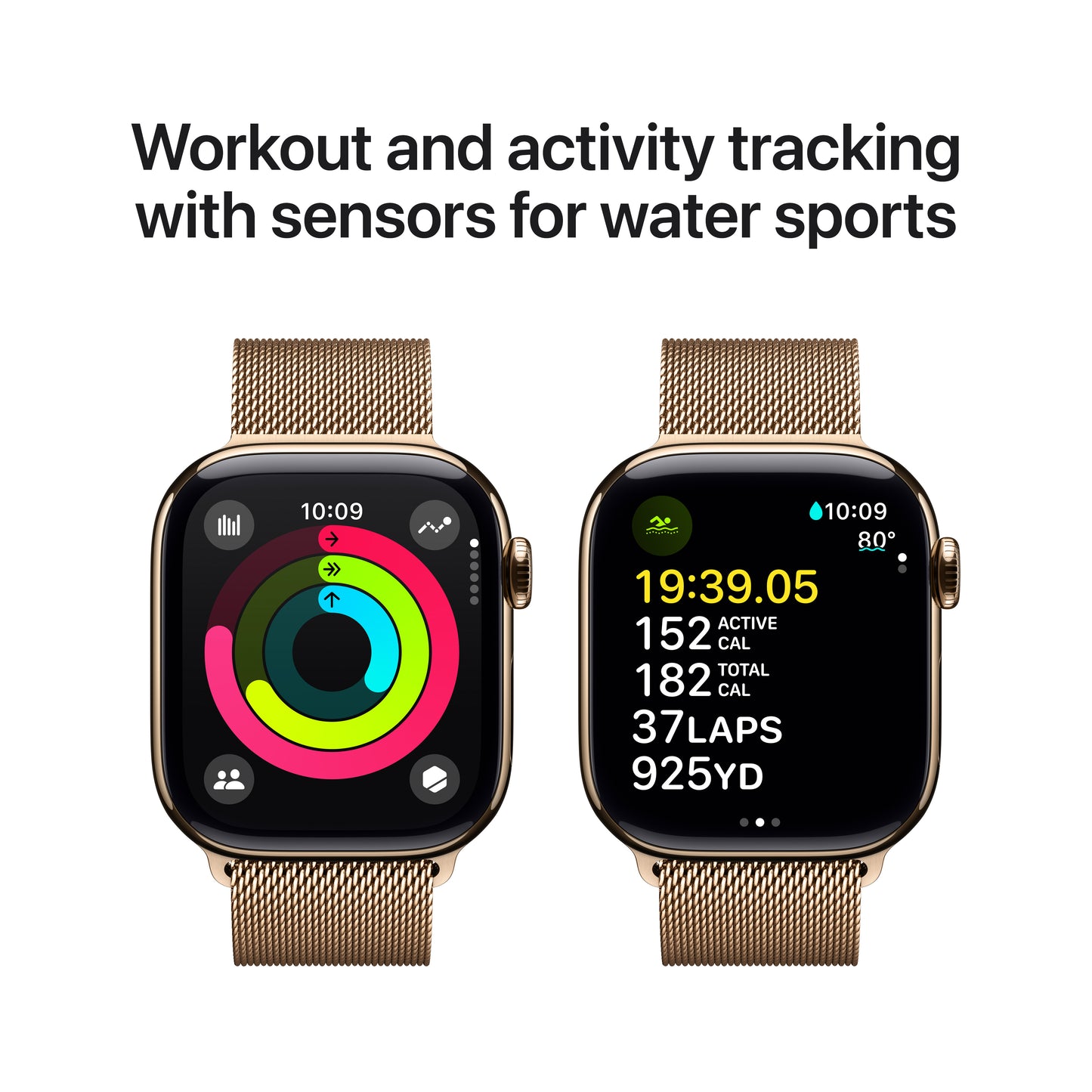 Apple Watch Series 10 GPS + Cellular 42mm Gold Titanium Case with Gold Milanese Loop - iSTYLE BG