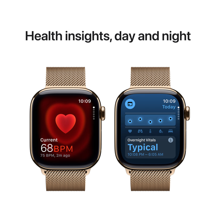 Apple Watch Series 10 GPS + Cellular 42mm Gold Titanium Case with Gold Milanese Loop - iSTYLE BG