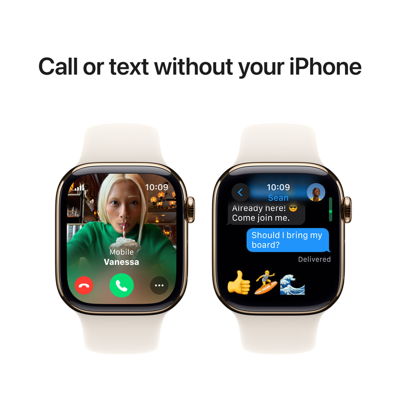 Apple Watch Series 10 GPS + Cellular 42mm Gold Titanium Case with Starlight Sport Band - M/L - iSTYLE BG