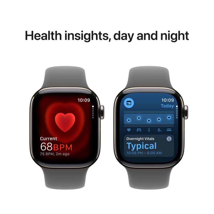 Apple Watch Series 10 GPS + Cellular 42mm Natural Titanium Case with Stone Grey Sport Band - S/M - iSTYLE BG