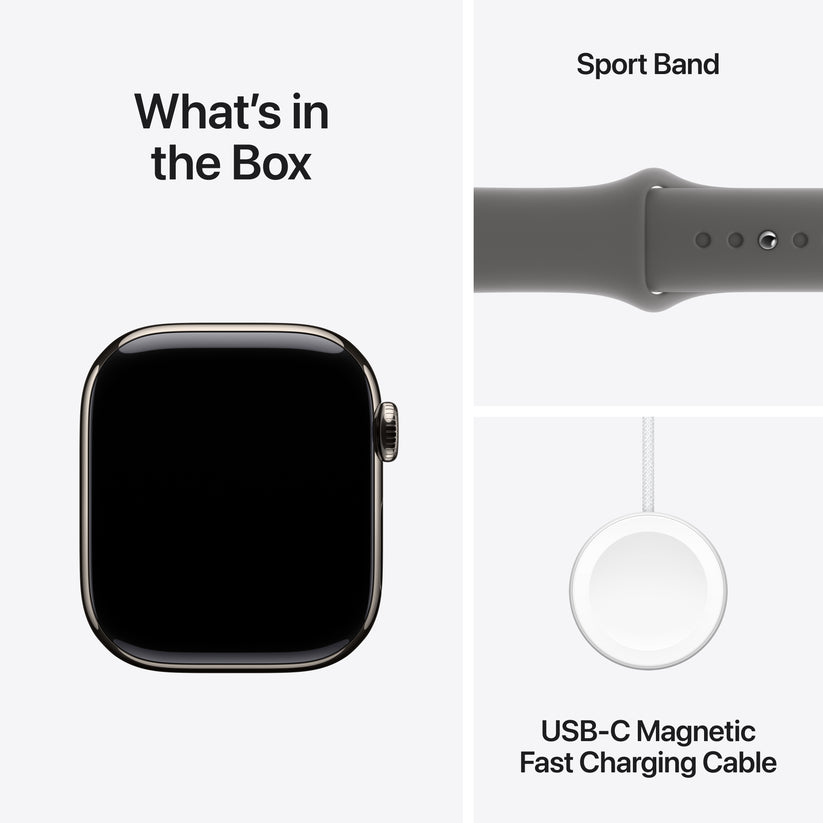 Apple Watch Series 10 GPS + Cellular 42mm Natural Titanium Case with Stone Grey Sport Band - M/L - iSTYLE BG
