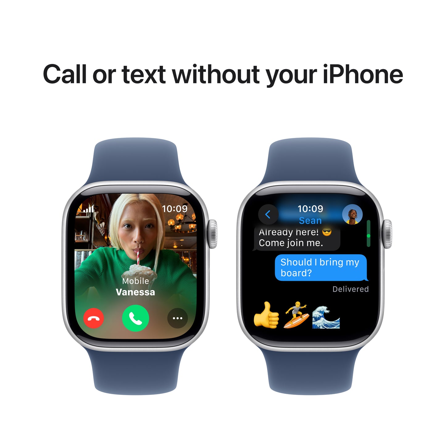 Apple Watch Series 10 GPS + Cellular 42mm Silver Aluminium Case with Denim Sport Band - M/L - iSTYLE BG