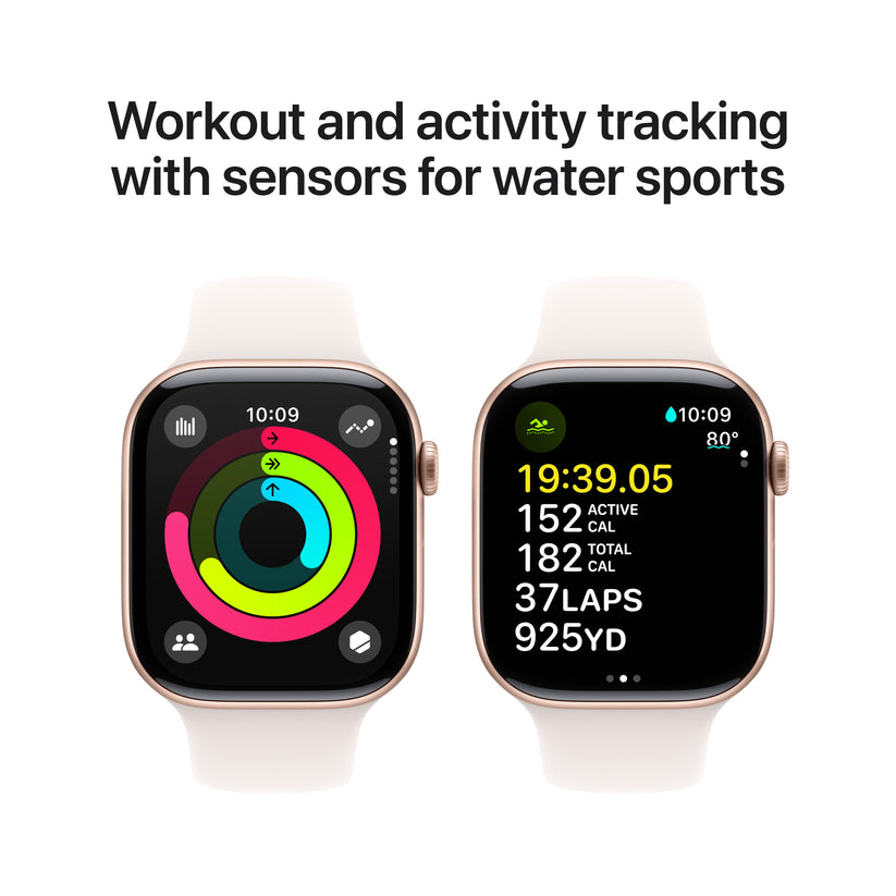 Apple Watch Series 10 GPS 46mm Rose Gold Aluminium Case with Light Blush Sport Band - S/M - iSTYLE BG