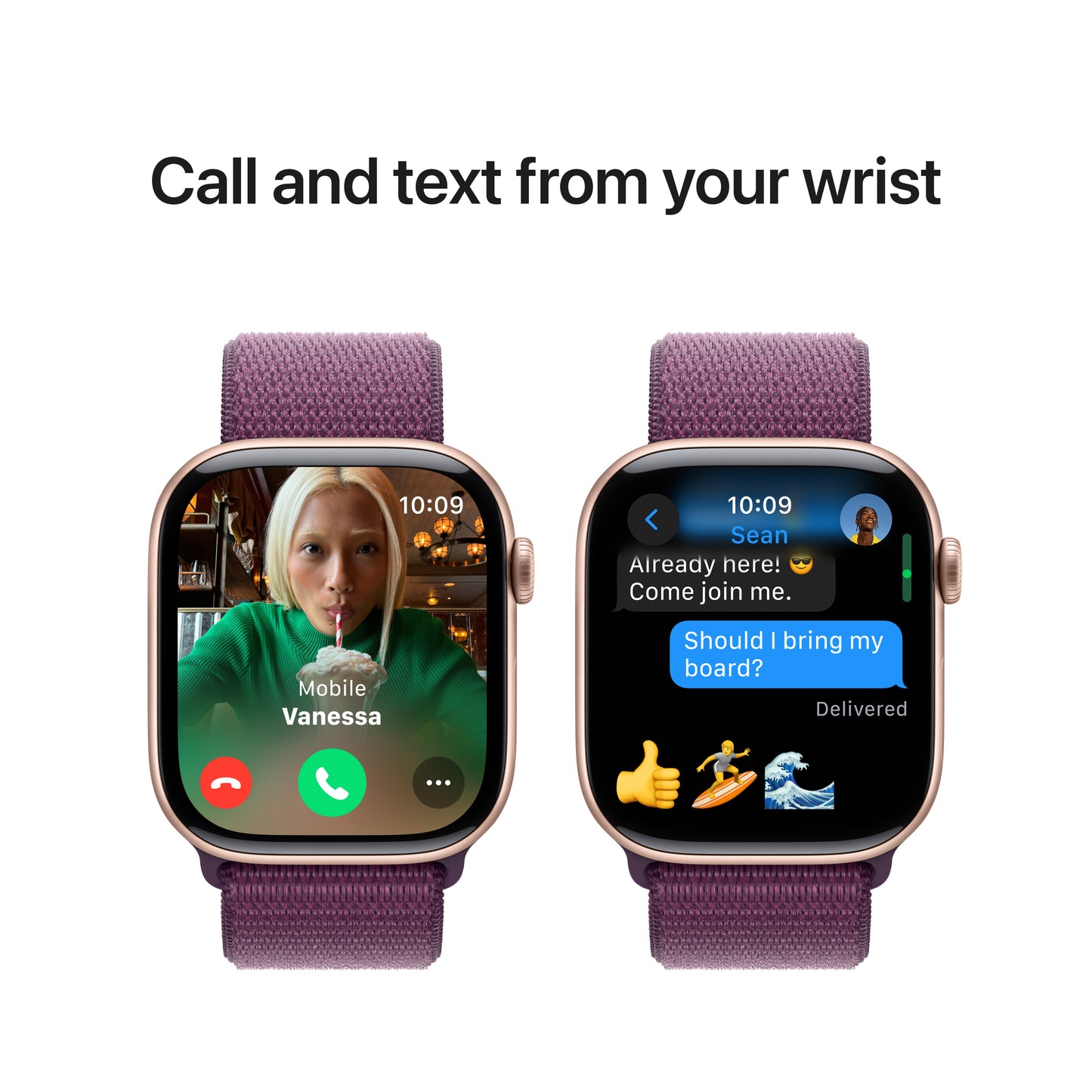 Apple Watch Series 10 GPS 46mm Rose Gold Aluminium Case with Plum Sport Loop - iSTYLE BG