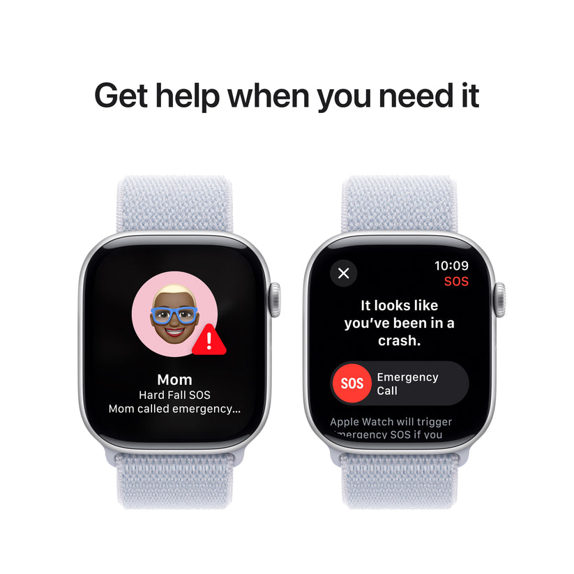 Apple Watch Series 10 GPS 46mm Silver Aluminium Case with Blue Cloud Sport Loop - iSTYLE BG