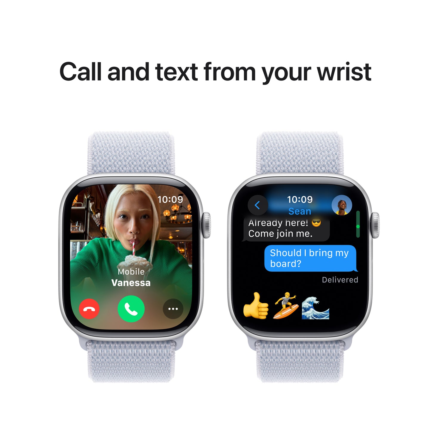 Apple Watch Series 10 GPS 46mm Silver Aluminium Case with Blue Cloud Sport Loop - iSTYLE BG