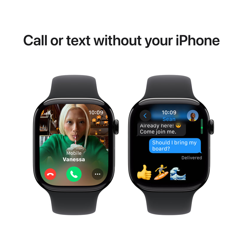 Apple Watch Series 10 GPS + Cellular 46mm Jet Black Aluminium Case with Black Sport Band - S/M - iSTYLE BG