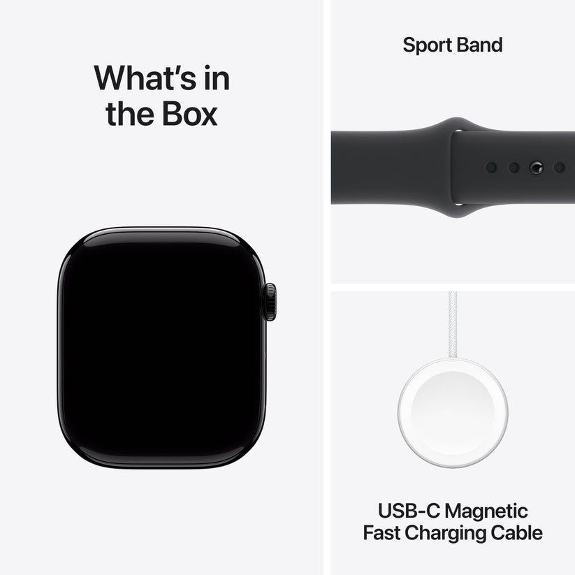 Apple Watch Series 10 GPS + Cellular 46mm Jet Black Aluminium Case with Black Sport Band - S/M - iSTYLE BG