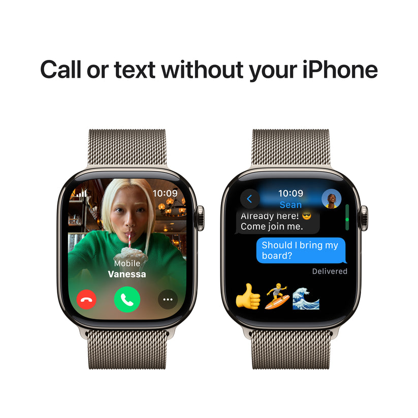 Apple Watch Series 10 GPS + Cellular 46mm Natural Titanium Case with Natural Milanese Loop - S/M - iSTYLE BG