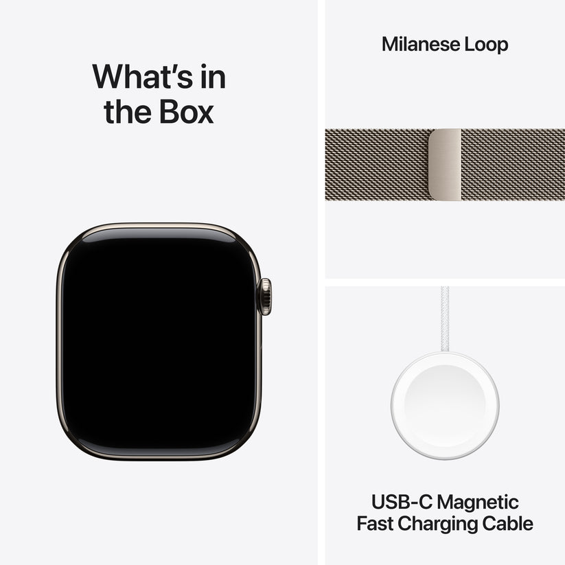 Apple Watch Series 10 GPS + Cellular 46mm Natural Titanium Case with Natural Milanese Loop - M/L - iSTYLE BG