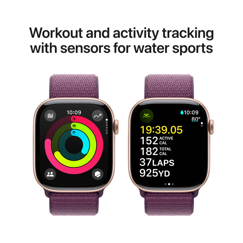 Apple Watch Series 10 GPS + Cellular 46mm Rose Gold Aluminium Case with Plum Sport Loop - iSTYLE BG
