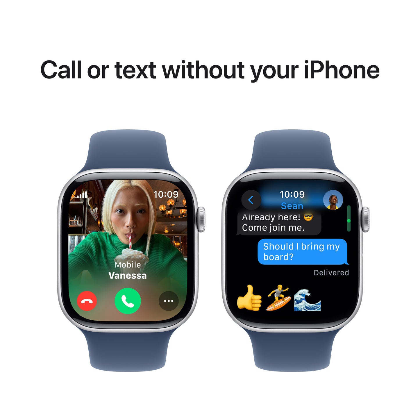 Apple Watch Series 10 GPS + Cellular 46mm Silver Aluminium Case with Denim Sport Band - S/M - iSTYLE BG