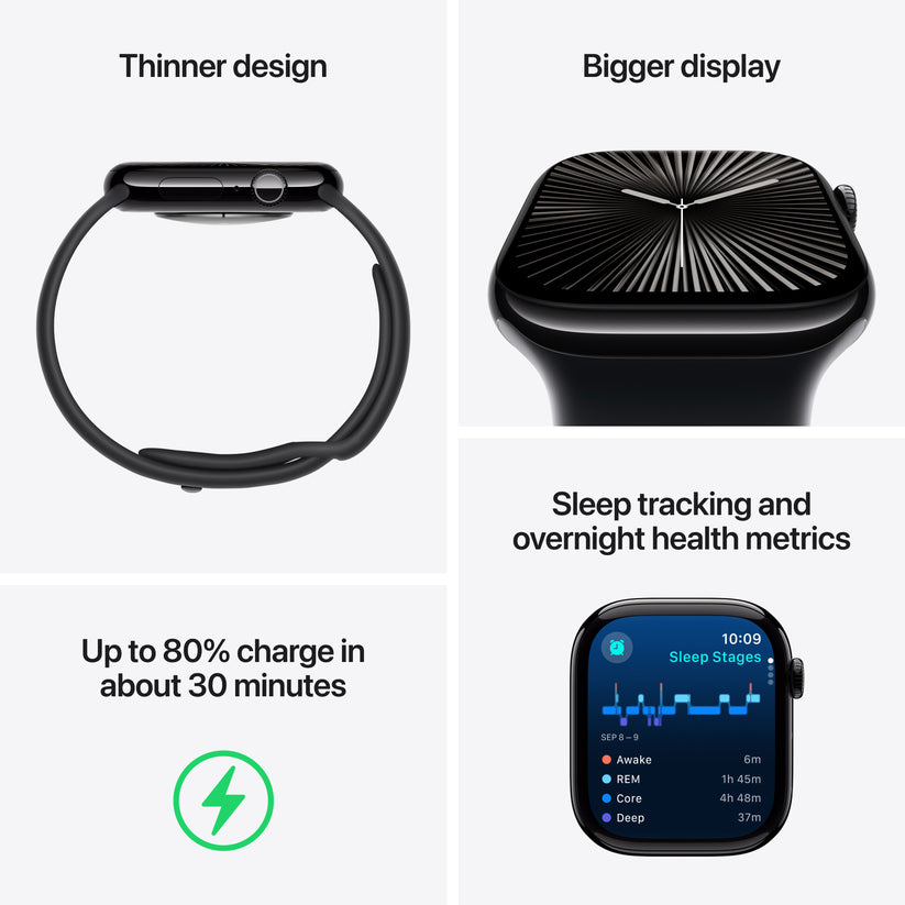 Apple Watch Series 10 GPS + Cellular 46mm Slate Titanium Case with Black Sport Band - M/L - iSTYLE BG
