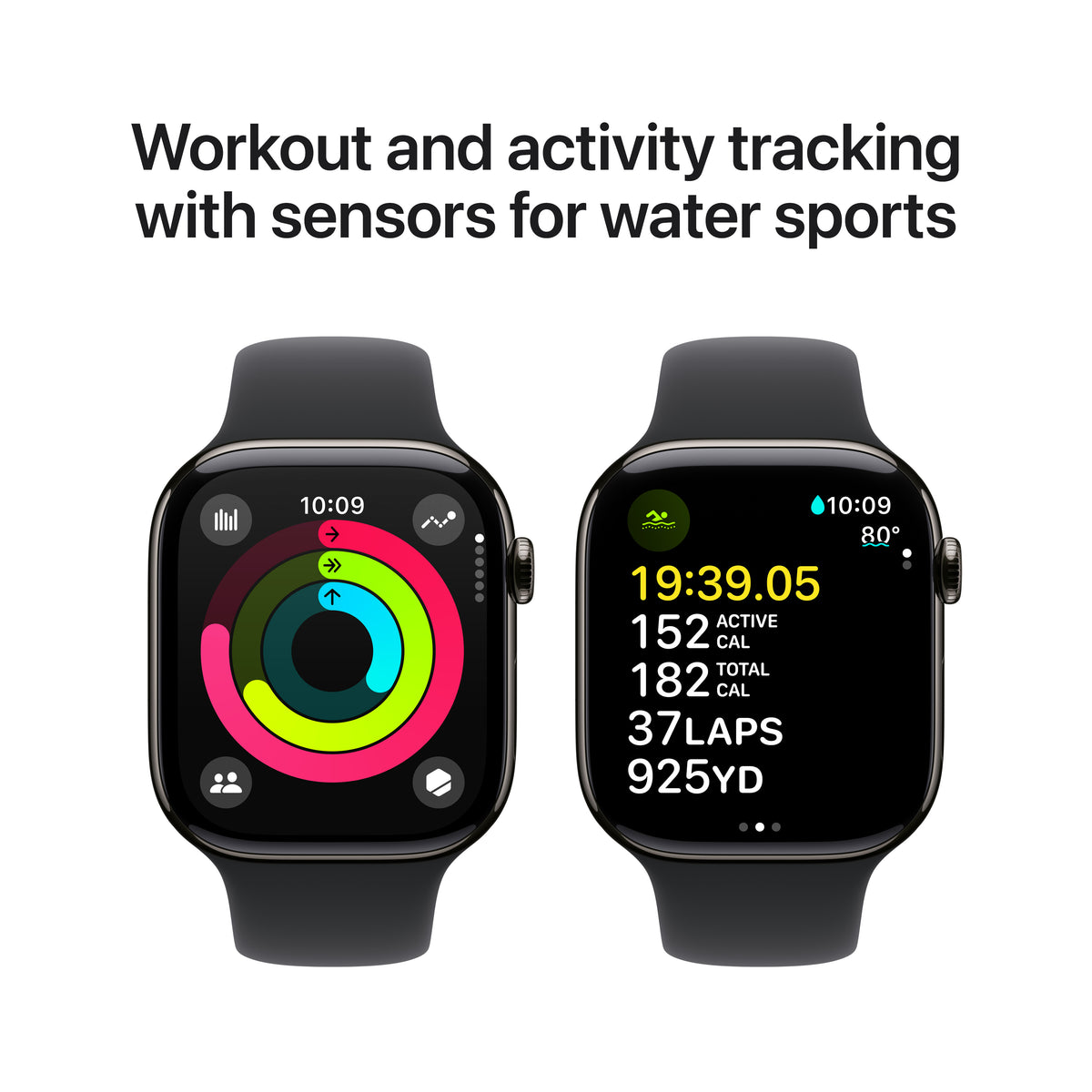 Apple Watch Series 10 GPS + Cellular 46mm Slate Titanium Case with Black Sport Band - M/L - iSTYLE BG
