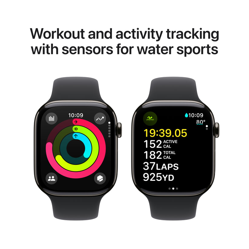 Apple Watch Series 10 GPS + Cellular 46mm Slate Titanium Case with Black Sport Band - S/M - iSTYLE BG