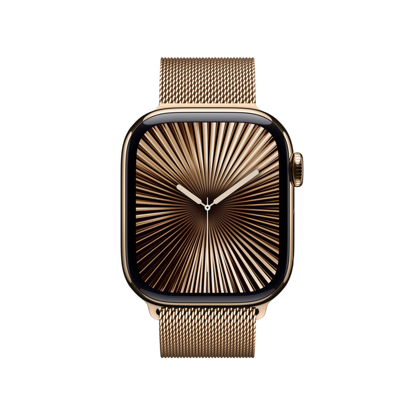 Apple Watch Series 10 GPS + Cellular 42mm Gold Titanium Case with Gold Milanese Loop - iSTYLE BG