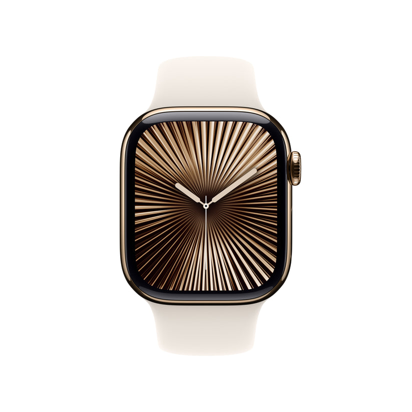 Apple Watch Series 10 GPS + Cellular 42mm Gold Titanium Case with Starlight Sport Band - M/L - iSTYLE BG