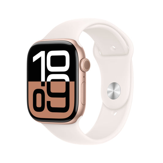Apple Watch Series 10 GPS 46mm Rose Gold Aluminium Case with Light Blush Sport Band - M/L - iSTYLE BG