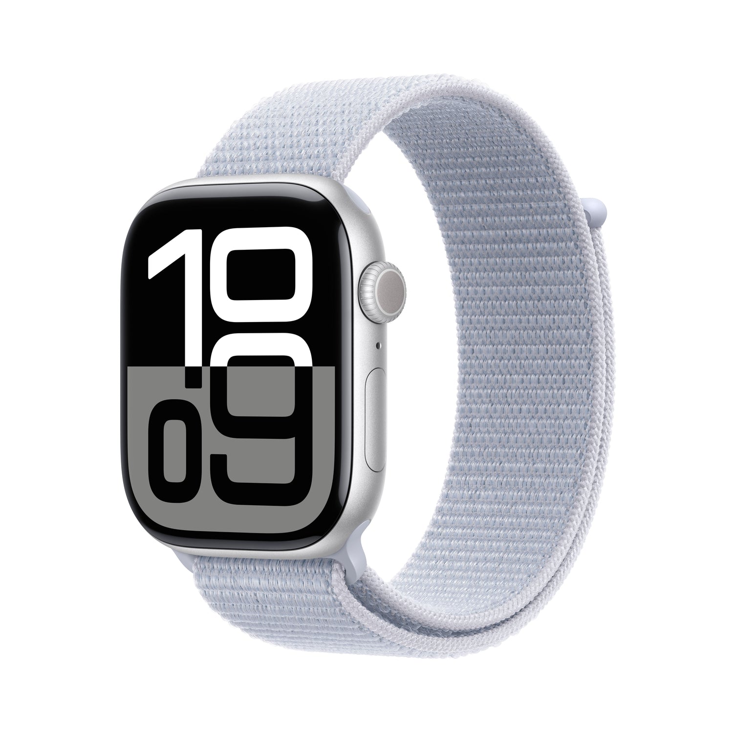 Apple Watch Series 10 GPS 46mm Silver Aluminium Case with Blue Cloud Sport Loop - iSTYLE BG