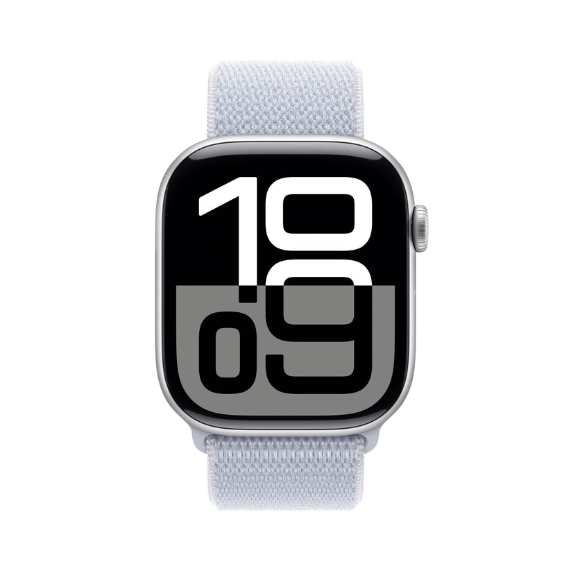 Apple Watch Series 10 GPS 46mm Silver Aluminium Case with Blue Cloud Sport Loop - iSTYLE BG