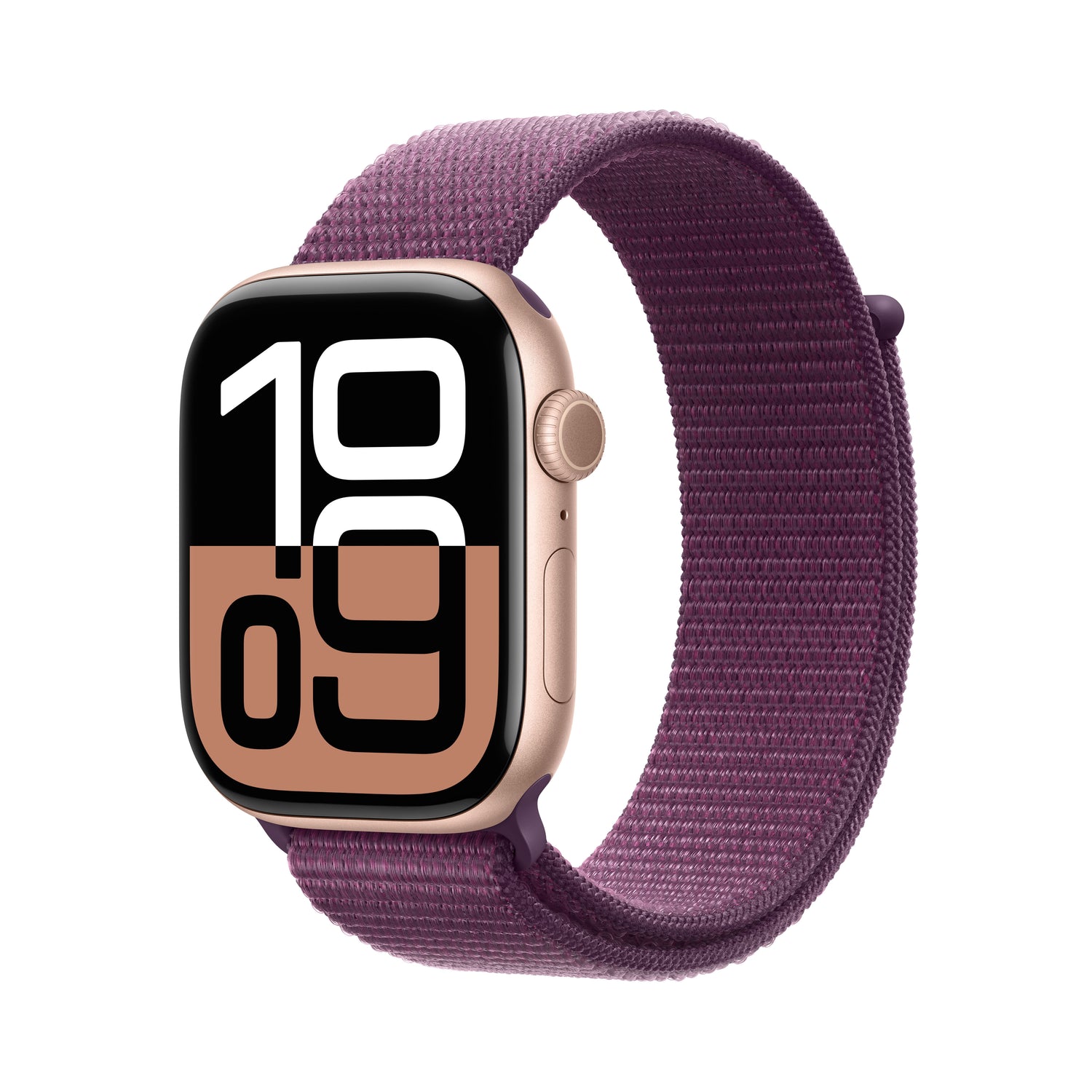 Apple Watch Series 10 GPS + Cellular 46mm Rose Gold Aluminium Case with Plum Sport Loop - iSTYLE BG
