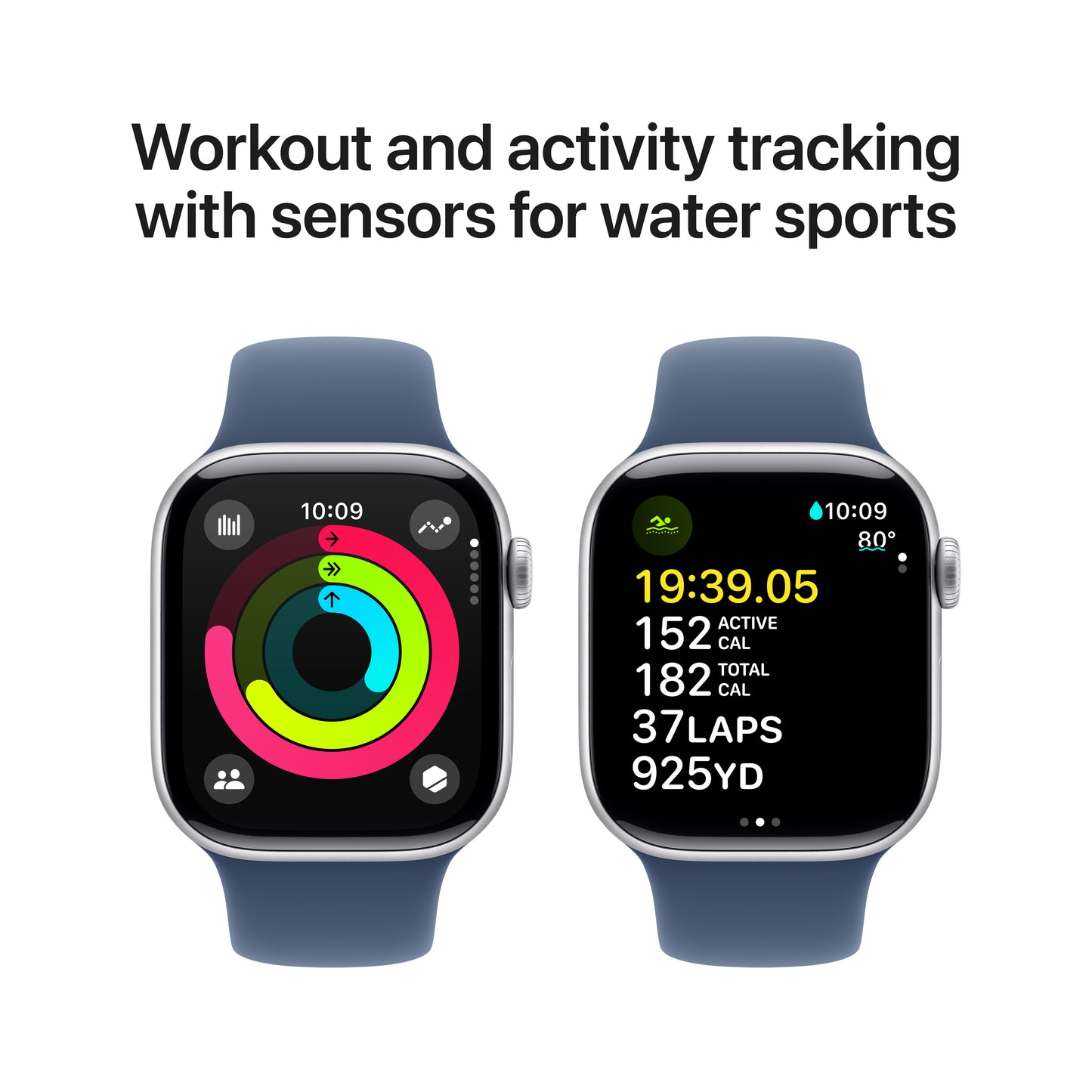 Apple Watch Series 10 GPS 42mm Silver Aluminium Case with Denim Sport Band - S/M - iSTYLE BG