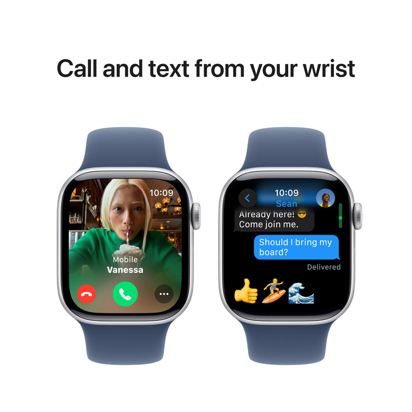 Apple Watch Series 10 GPS 42mm Silver Aluminium Case with Denim Sport Band - S/M - iSTYLE BG
