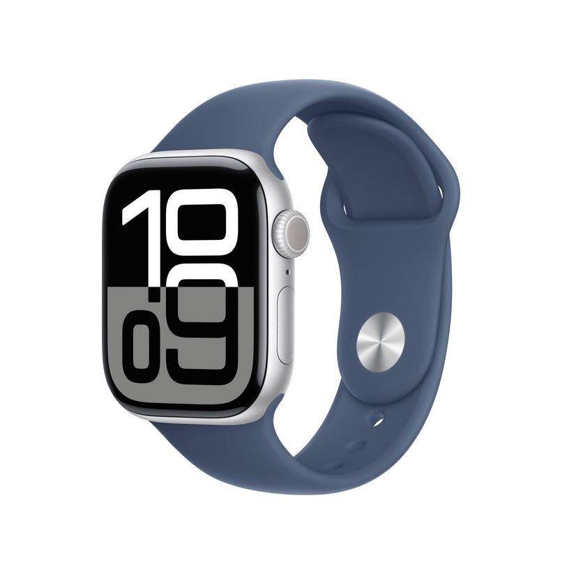Apple Watch Series 10 GPS 42mm Silver Aluminium Case with Denim Sport Band - S/M - iSTYLE BG