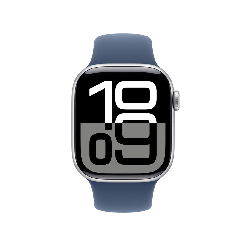 Apple Watch Series 10 GPS 42mm Silver Aluminium Case with Denim Sport Band - S/M - iSTYLE BG