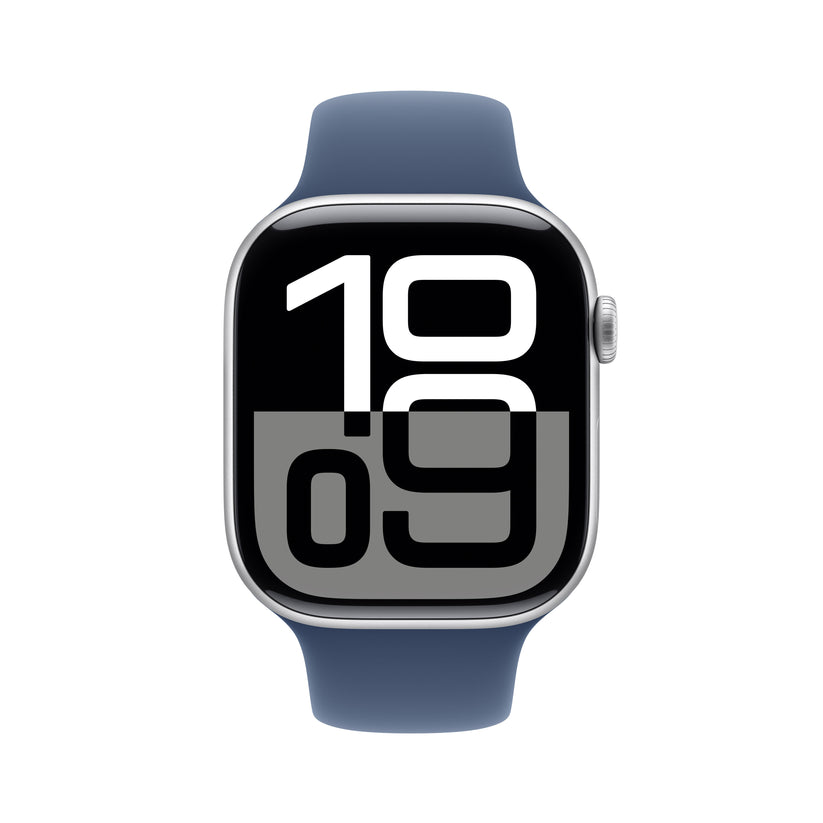 Apple Watch Series 10 GPS 46mm Silver Aluminium Case with Denim Sport Band - S/M - iSTYLE BG
