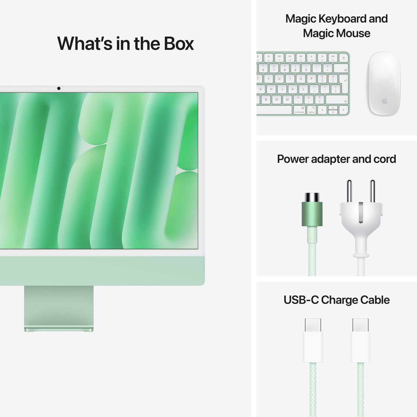 24-inch iMac with Retina 4.5K display: Apple M4 chip with 8-core CPU and 8‑core GPU, 256GB SSD - Green - iSTYLE BG