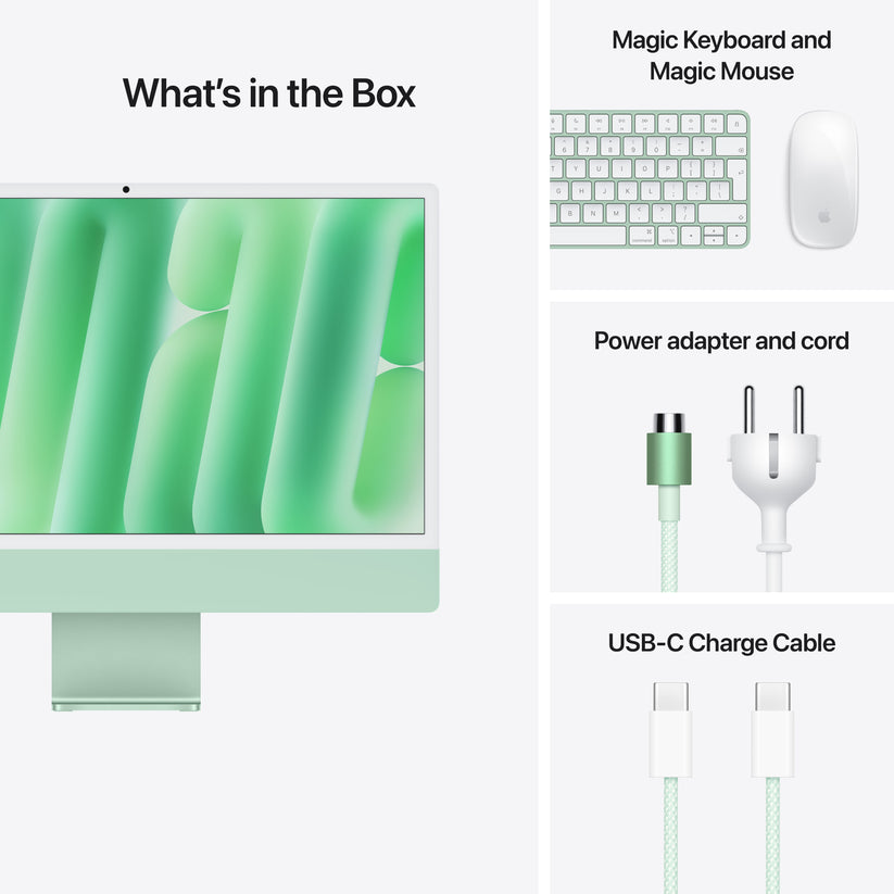 24-inch iMac with Retina 4.5K display: Apple M4 chip with 8-core CPU and 8‑core GPU, 256GB SSD - Green - iSTYLE BG