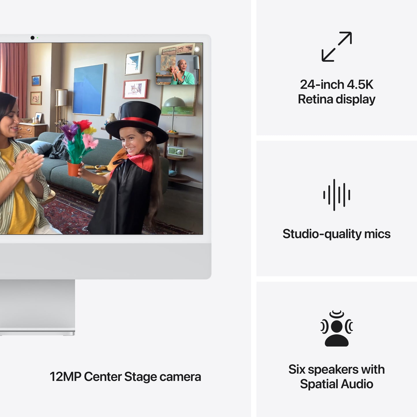 24-inch iMac with Retina 4.5K display: Apple M4 chip with 8-core CPU and 8‑core GPU, 256GB SSD - Silver - iSTYLE BG