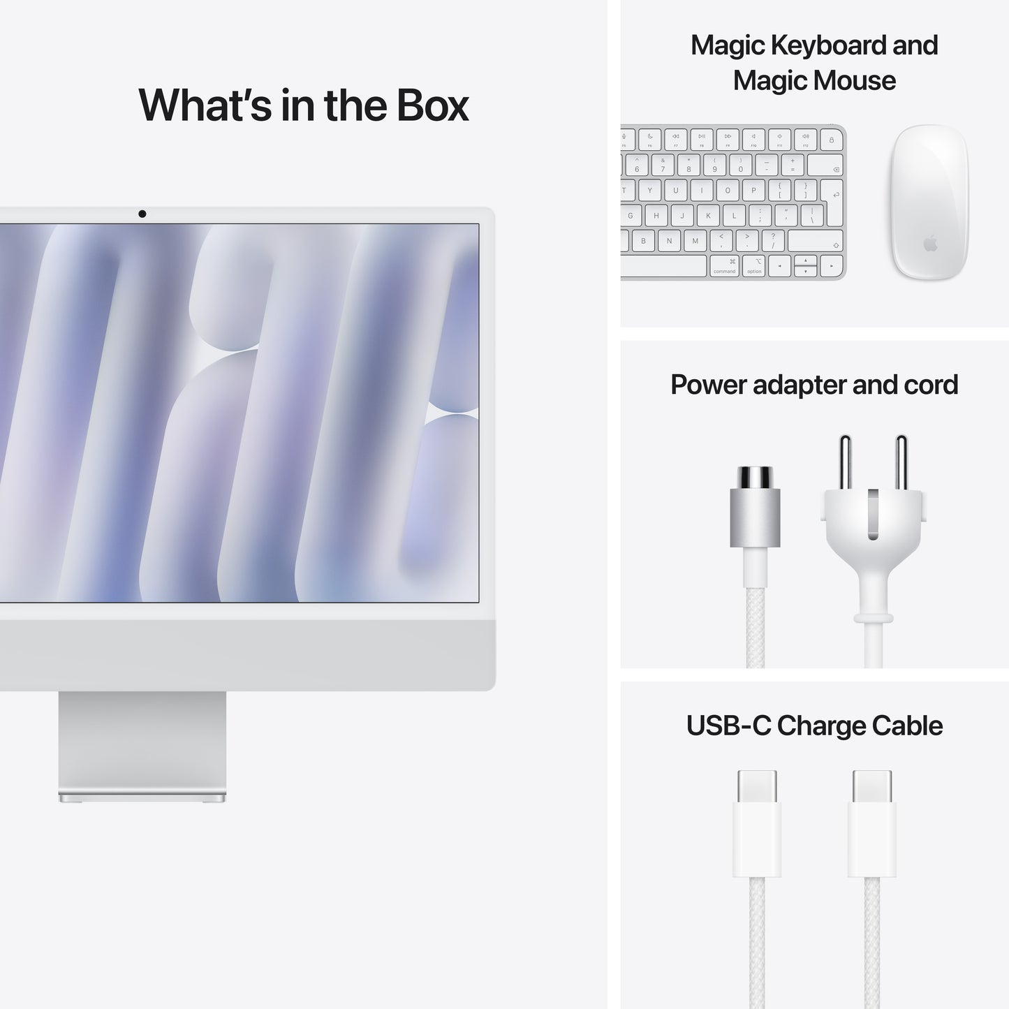 24-inch iMac with Retina 4.5K display: Apple M4 chip with 8-core CPU and 8‑core GPU, 256GB SSD - Silver - iSTYLE BG