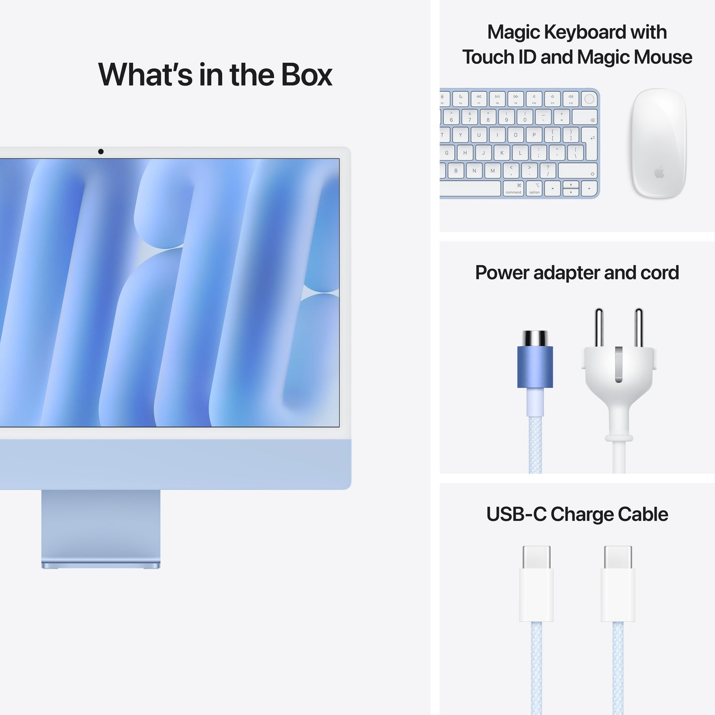 24-inch iMac with Retina 4.5K display: Apple M4 chip with 10-core CPU and 10-core GPU, 256GB SSD - Blue - iSTYLE BG