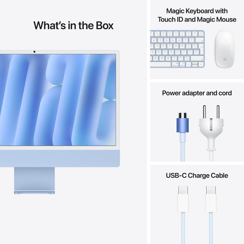 24-inch iMac with Retina 4.5K display: Apple M4 chip with 10-core CPU and 10-core GPU, 256GB SSD - Blue - iSTYLE BG
