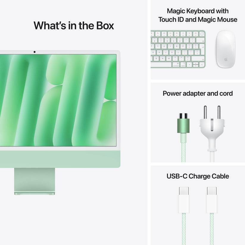 24-inch iMac with Retina 4.5K display: Apple M4 chip with 10-core CPU and 10-core GPU, 256GB SSD - Green - iSTYLE BG