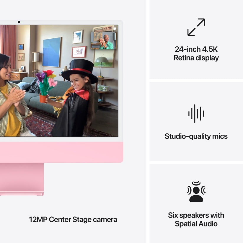 24-inch iMac with Retina 4.5K display: Apple M4 chip with 10-core CPU and 10-core GPU, 512GB SSD - Pink - iSTYLE BG