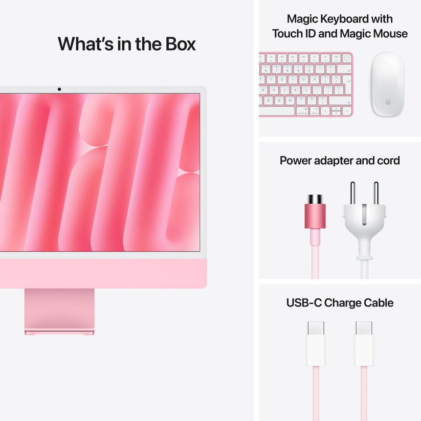 24-inch iMac with Retina 4.5K display: Apple M4 chip with 10-core CPU and 10-core GPU, 512GB SSD - Pink - iSTYLE BG