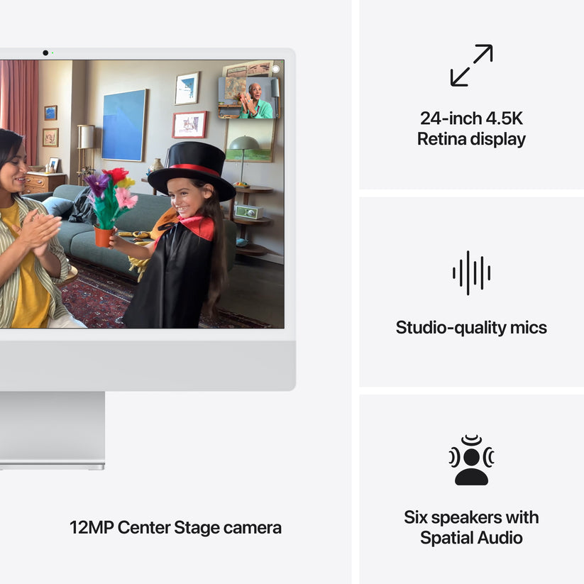 24-inch iMac with Retina 4.5K display: Apple M4 chip with 10-core CPU and 10-core GPU, 512GB SSD - Silver - iSTYLE BG