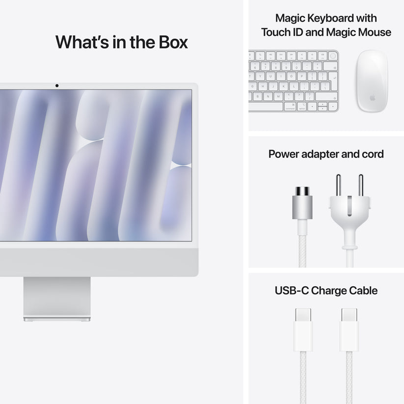 24-inch iMac with Retina 4.5K display: Apple M4 chip with 10-core CPU and 10-core GPU, 512GB SSD - Silver - iSTYLE BG