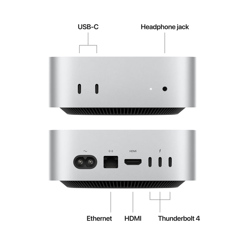 Mac mini: Apple M4 chip with 10-core CPU and 10-core GPU, 256GB SSD - Silver - iSTYLE BG