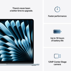 Разопакован 15-инчов MacBook Air с M4 чип, 256GB SSD, 16GB RAM, Int - Sky Blue - iSTYLE.bg