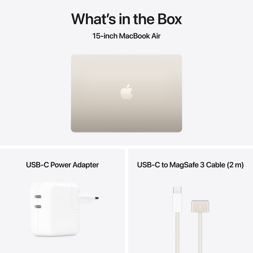 15-inch MacBook Air: Apple M4 chip with 10-core CPU and 10-core GPU, 512GB SSD - Starlight - iSTYLE BG